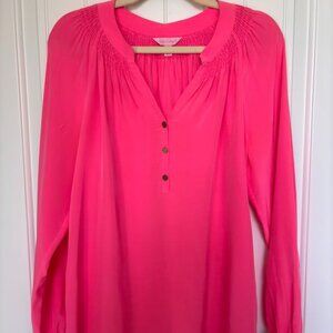 Lily Pulitzer Elsa - Size L - Bright Pink - 100% Silk